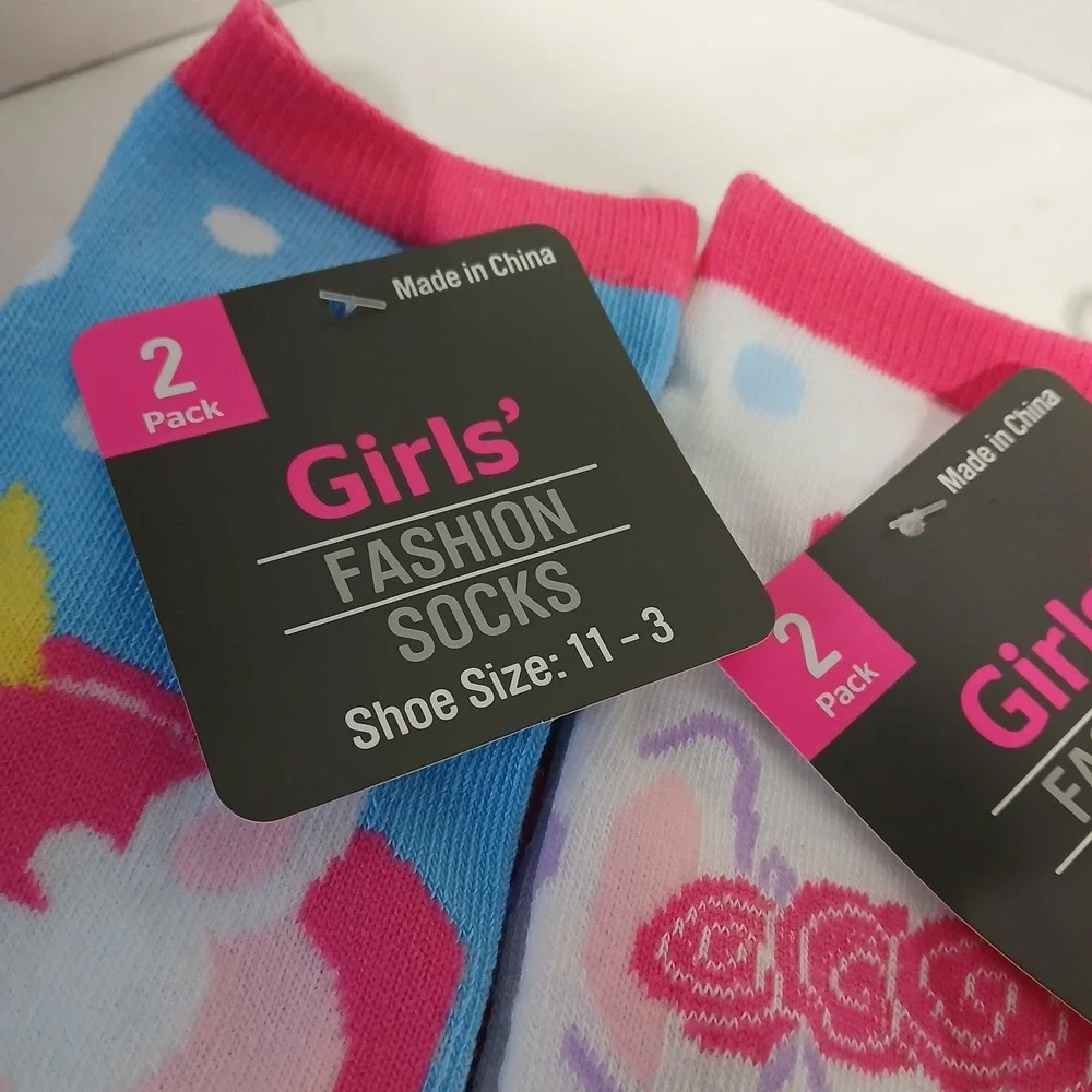 4- 2pks Of Girls Cozy Critter Socks Shoe Size 11-3 Llama unicorn sloth fox New